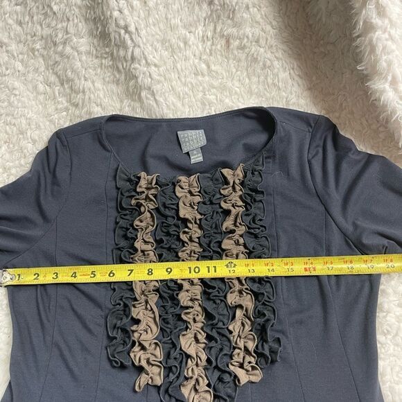 NWT Rabbit,Rabbit,Rabbit Designs  gray Ruffles fit &flare 1/4 sleeves dress SZ16 - Picture 10 of 12